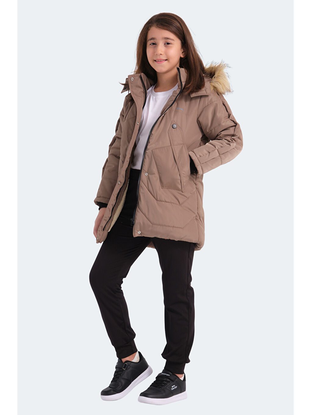 Bej Kız Çocuk Şişme Mont-5