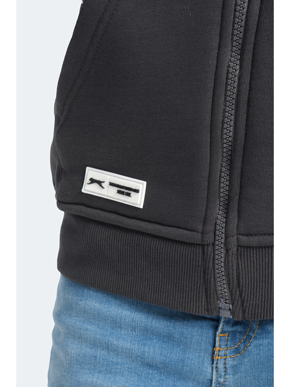 LEKAN Unisex Çocuk Fermuarlı Kapüşonlu Cepli Koyu Gri Sweatshirt-5