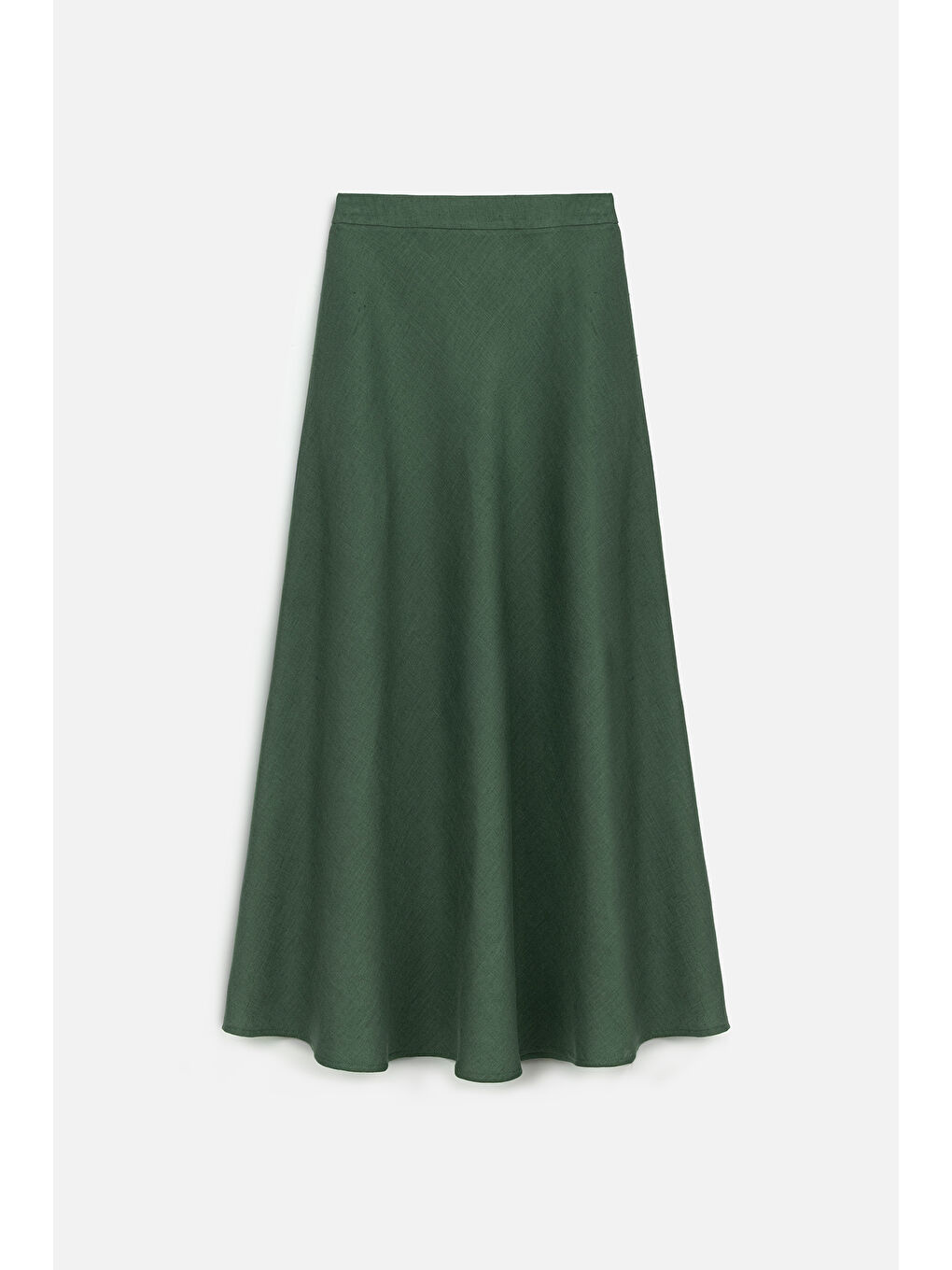 Keten Dikiş Detaylı Etek Petrol-1