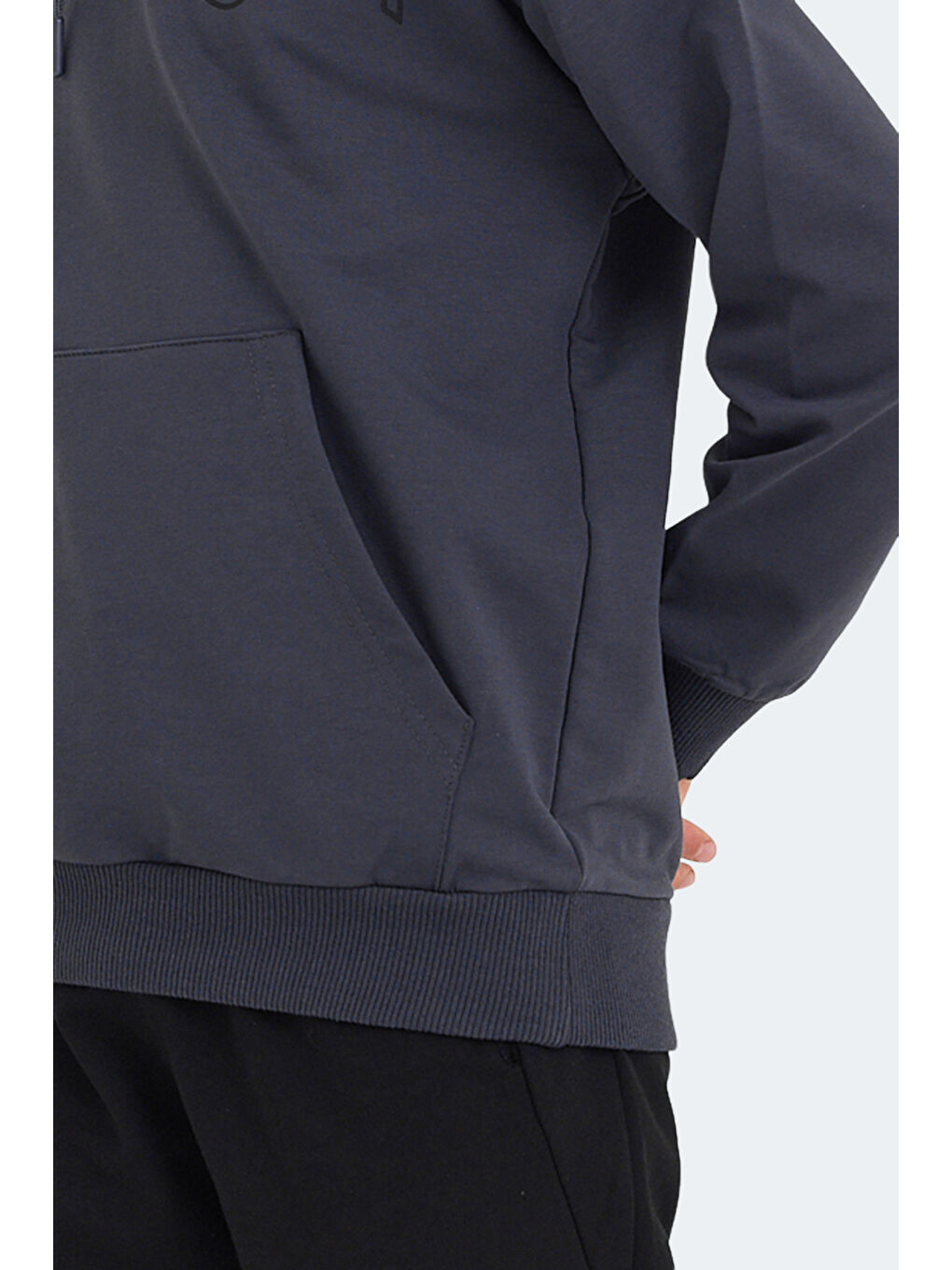 LETTO Unisex Çocuk Kapüşonlu Cepli Koyu Gri Sweatshirt-4