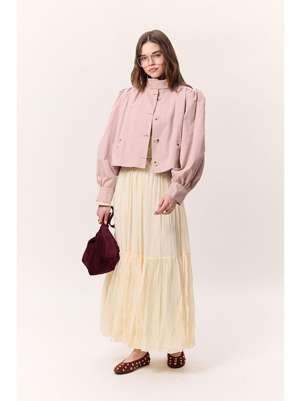 Bej Crush Piliseli Uzun Etek Vanilya-3