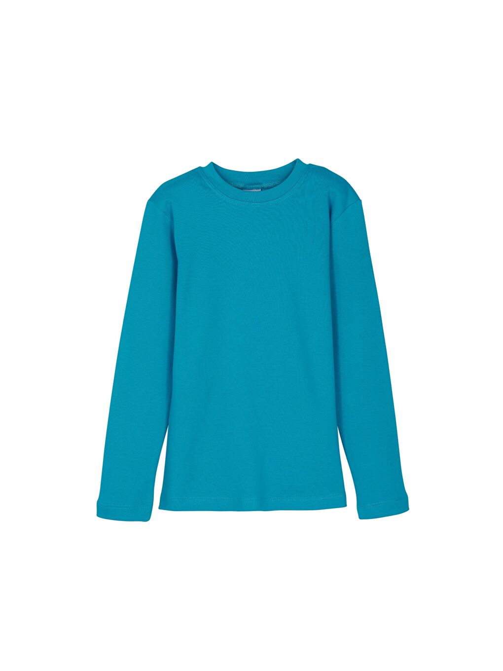 Koyu Turkuaz Unısex Sıfır Yaka Uzun Kol Tişört