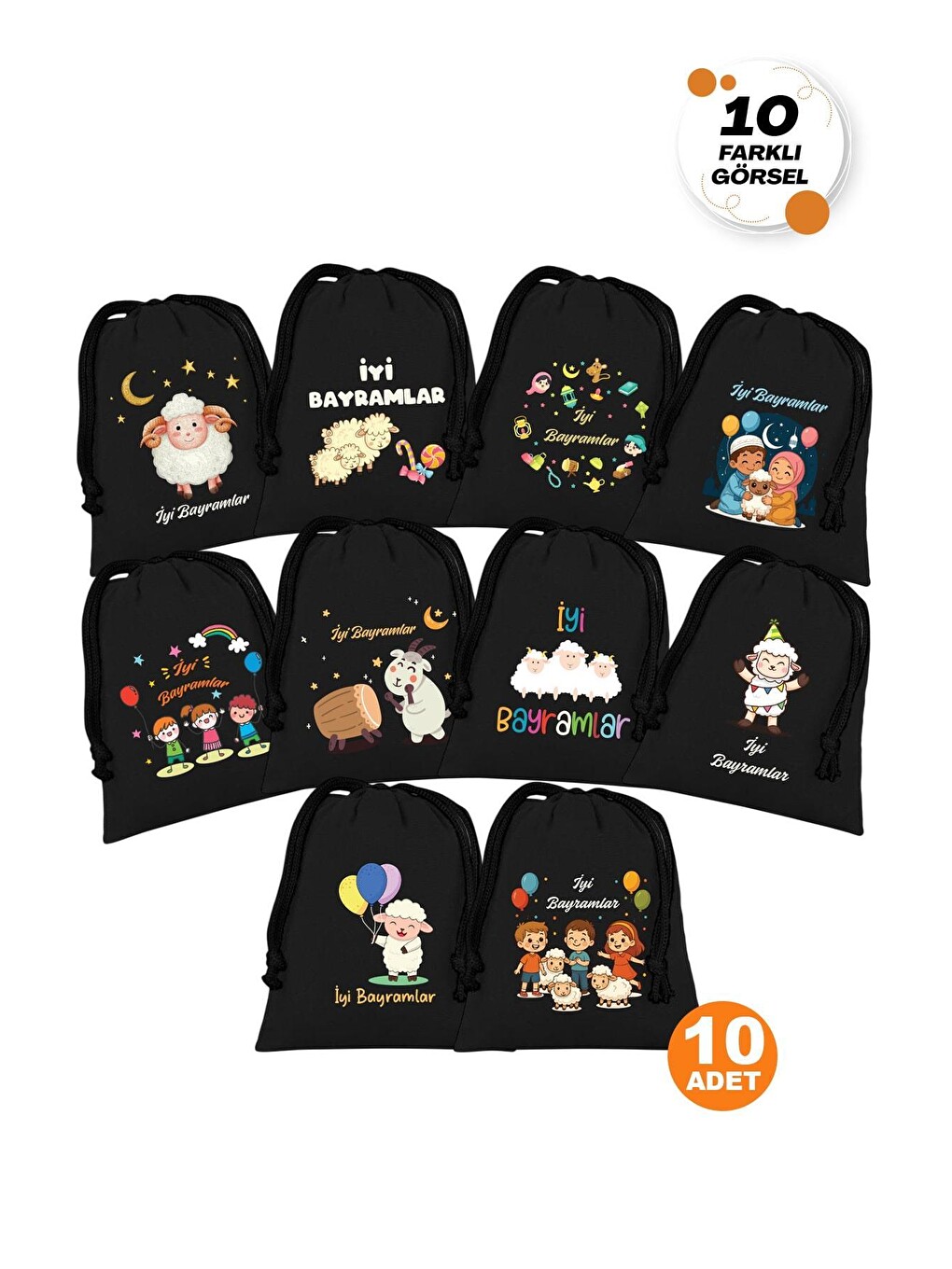 Siyah Bayram Harçlığı Kesesi 12x16cm (10adet)