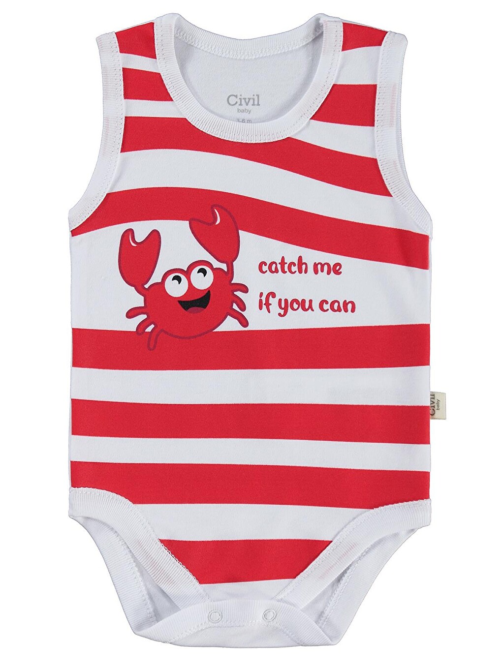 Baby Yengeç Baskılı 2'li Set 3-18 Ay Çıtçıtlı Badi - Beyaz-1