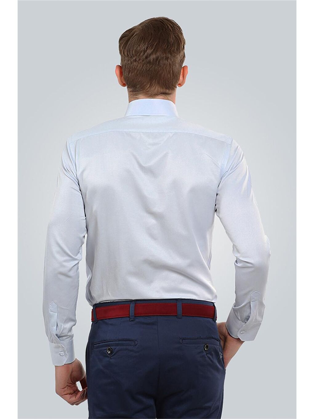 Mavi Modern Fit Dar Kesim Düz Saten Erkek Gömlek-2