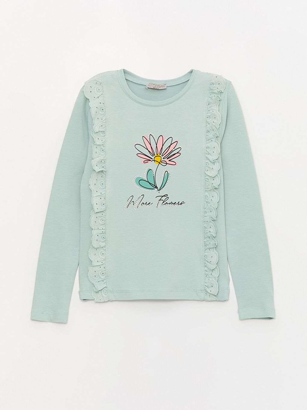 Yeşil Kız Çocuk Move Flowers Dantelli Aksesuarlı SweatShirt