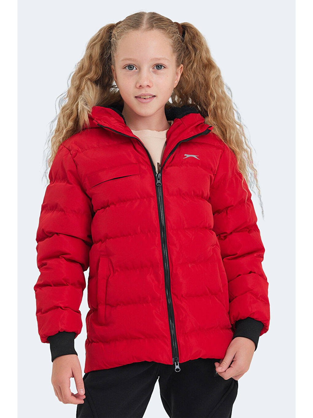 CALISTO Unisex Çocuk Kapüşonlu Şişme Kırmızı Mont & Kaban