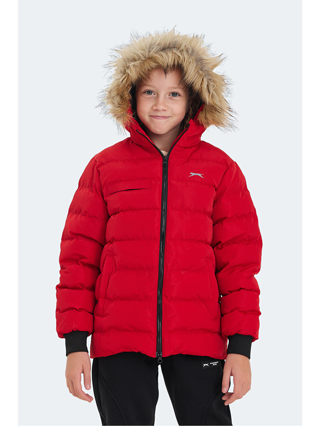 CALISTO Unisex Çocuk Kapüşonlu Şişme Kırmızı Mont & Kaban-2