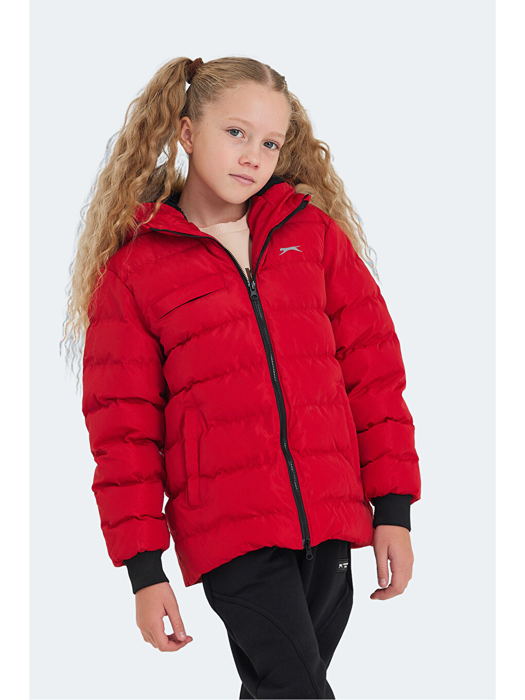 CALISTO Unisex Çocuk Kapüşonlu Şişme Kırmızı Mont & Kaban-3