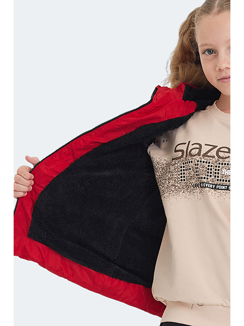 CALISTO Unisex Çocuk Kapüşonlu Şişme Kırmızı Mont & Kaban-4