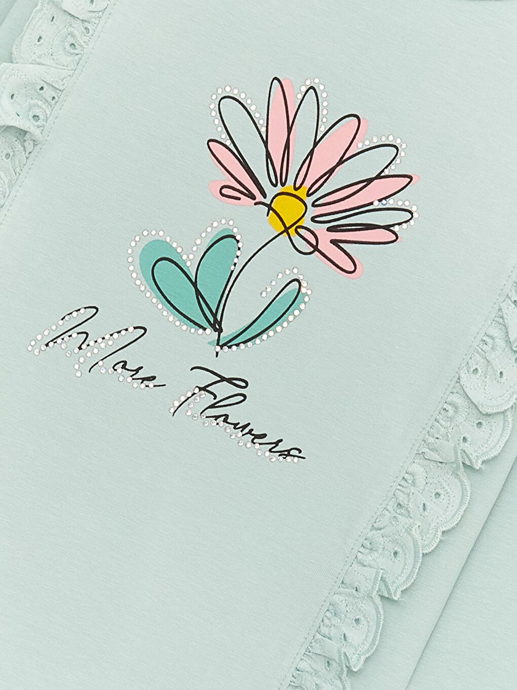 Yeşil Kız Çocuk Move Flowers Dantelli Aksesuarlı SweatShirt-2