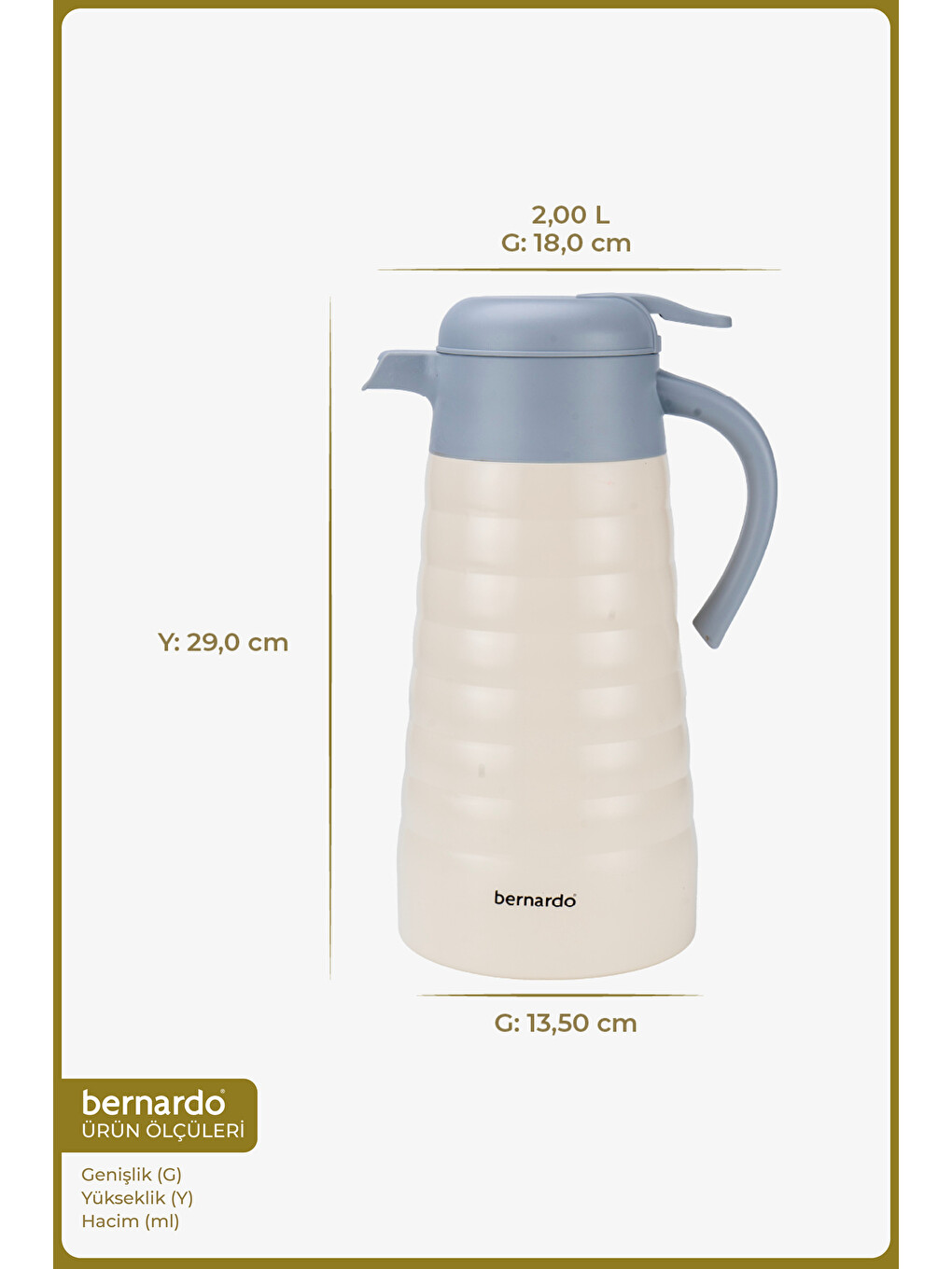 Ekru Nora 2 Litre Çelik Termos Krem-1