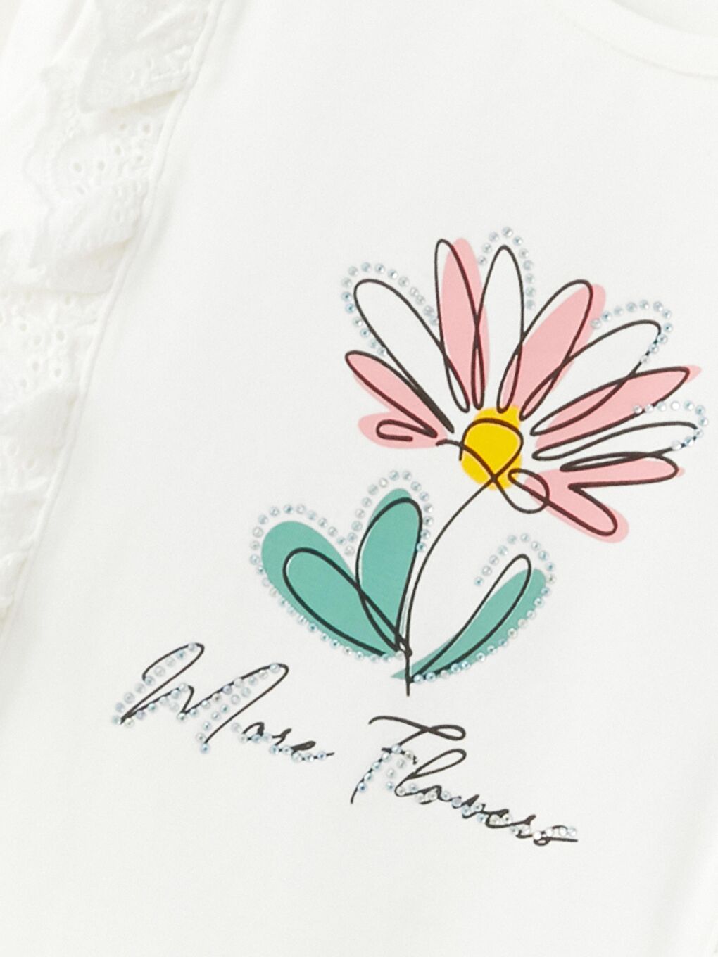 Ekru Kız Çocuk Move Flowers Dantelli Aksesuarlı SweatShirt-2