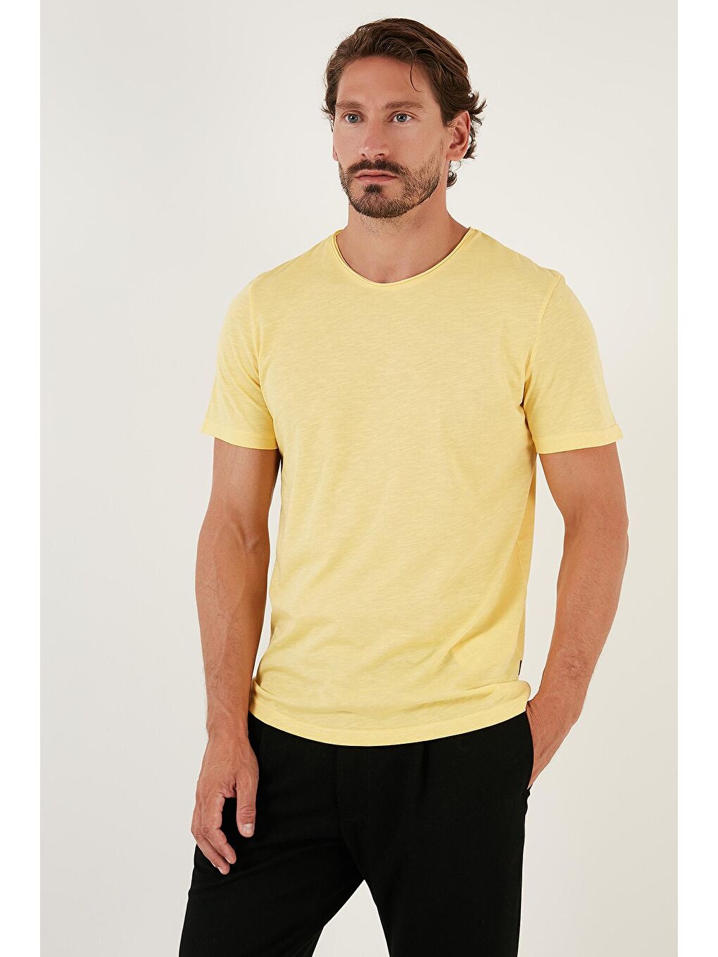 Buratti Sarı Bisiklet Yaka % 100 Pamuk Slim Fit Basic T Shirt 59020001 - 1