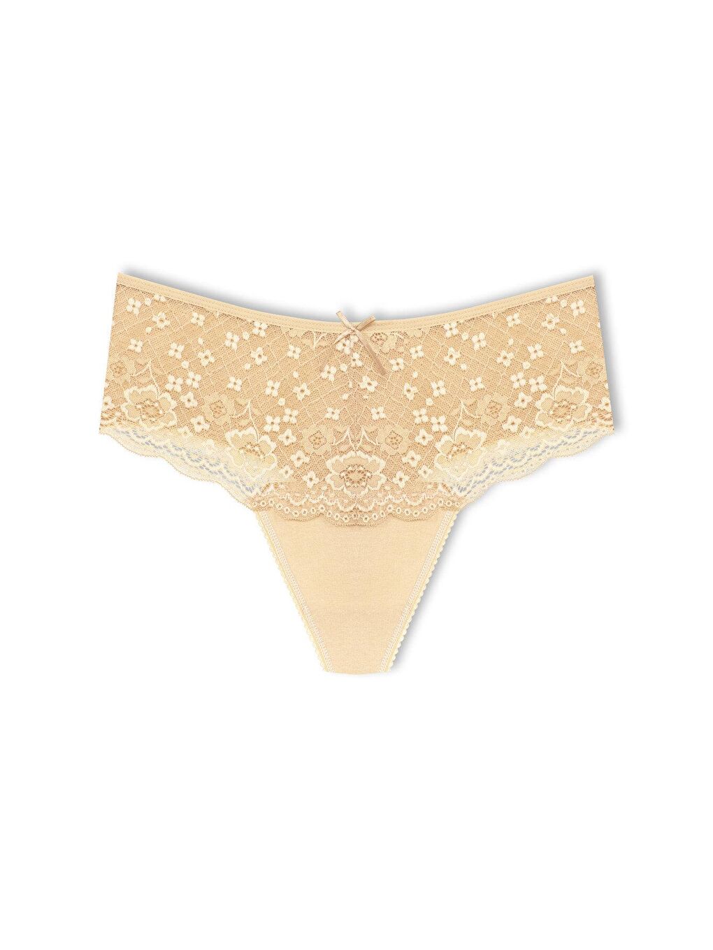 Mor Pamuklu Önü Dantel Yüksek Bel Tanga Kadın Külot 2'li-2