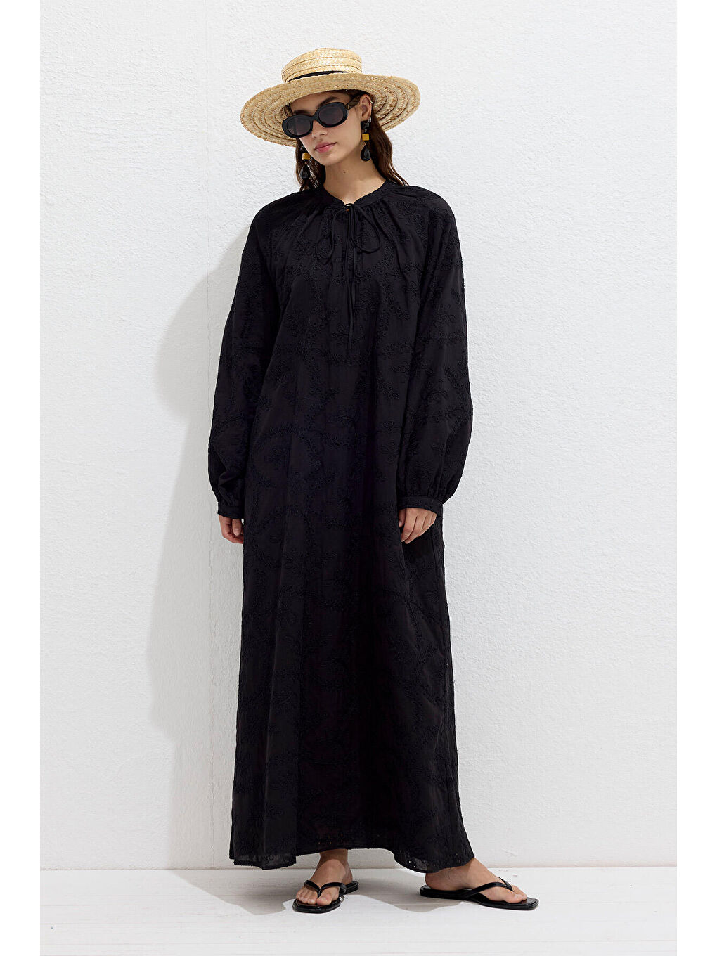 Astarlı Brode Elbise Siyah-3