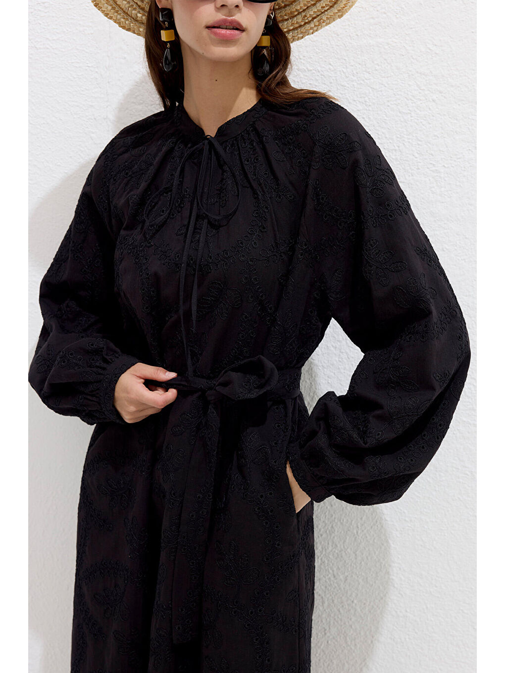 Astarlı Brode Elbise Siyah-6