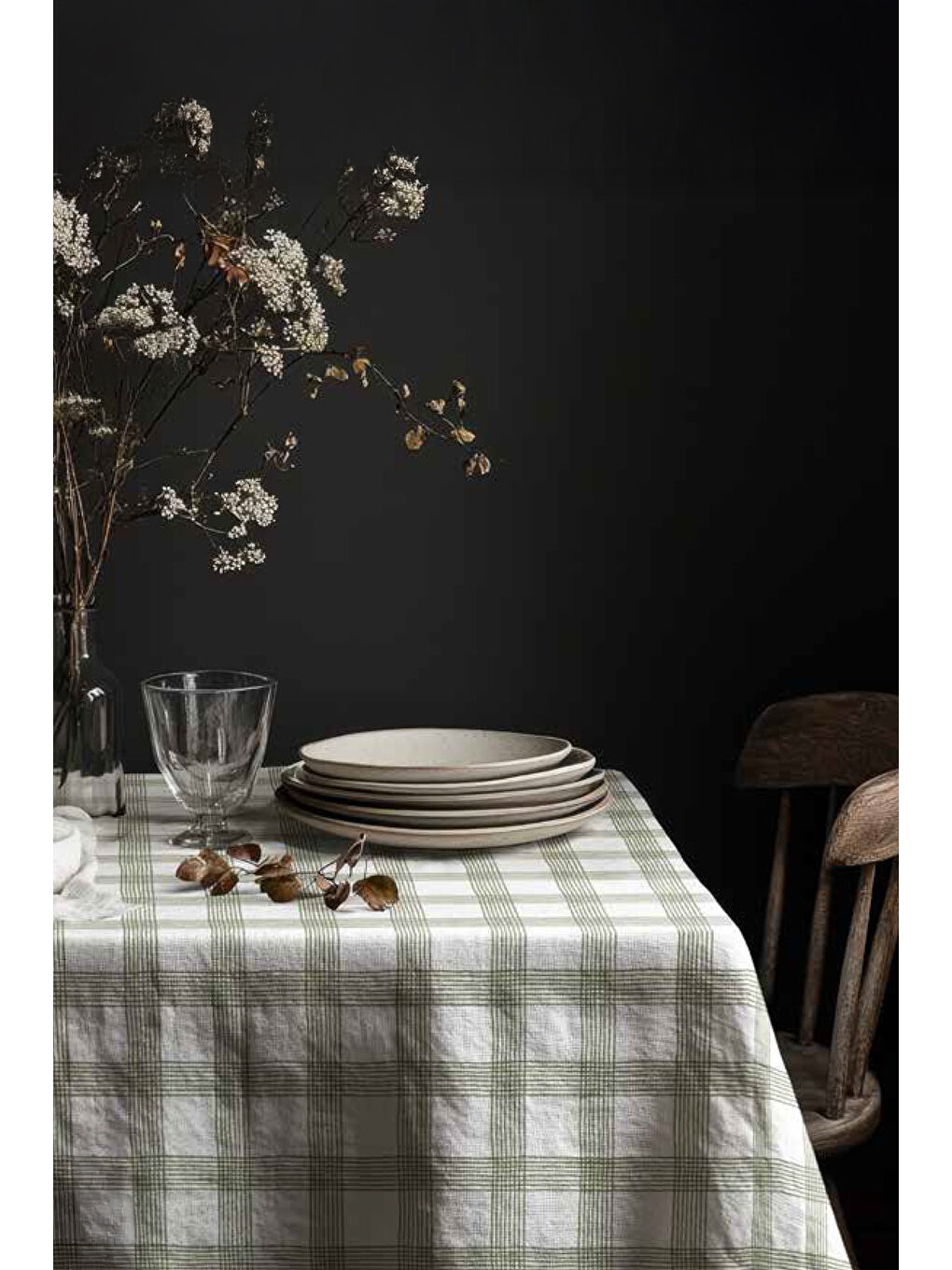 Roden Ekose Desenli Ölçü Seçenekli Masa Örtüsü-Yeşil/Beyaz