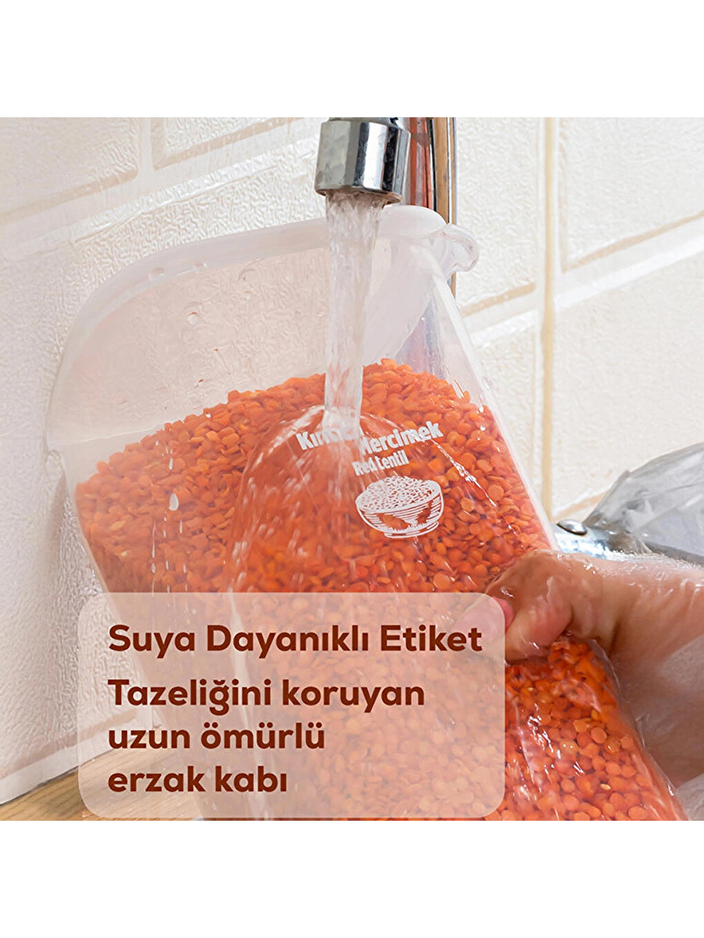 Renksiz 5341 6lı Etiketli Kare Un Erzak Bakliyat Saklama Kabı Takımı Seti 1.70 Lt - Şeffaf-4