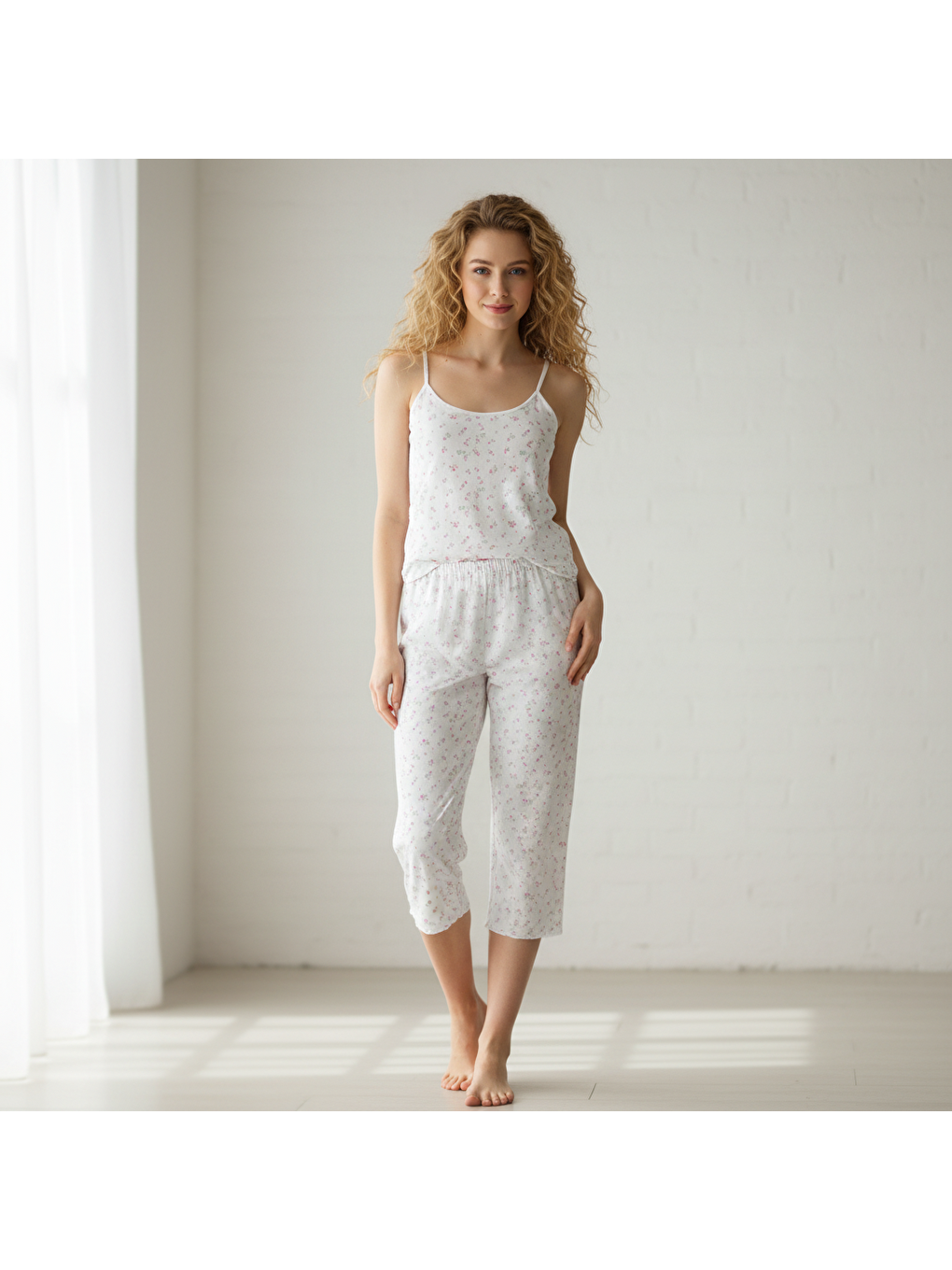 Beyaz Kadın Kaprili Atlet Ve Bralet 3'Lü Takım Bb2417-1
