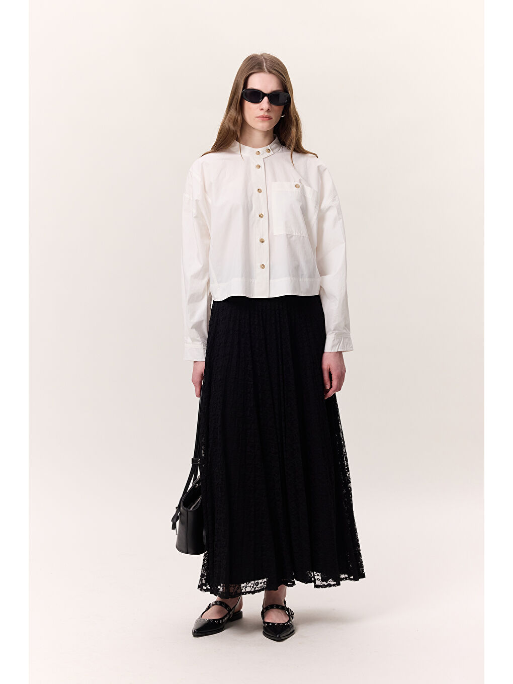 Dantel Piliseli Etek Siyah