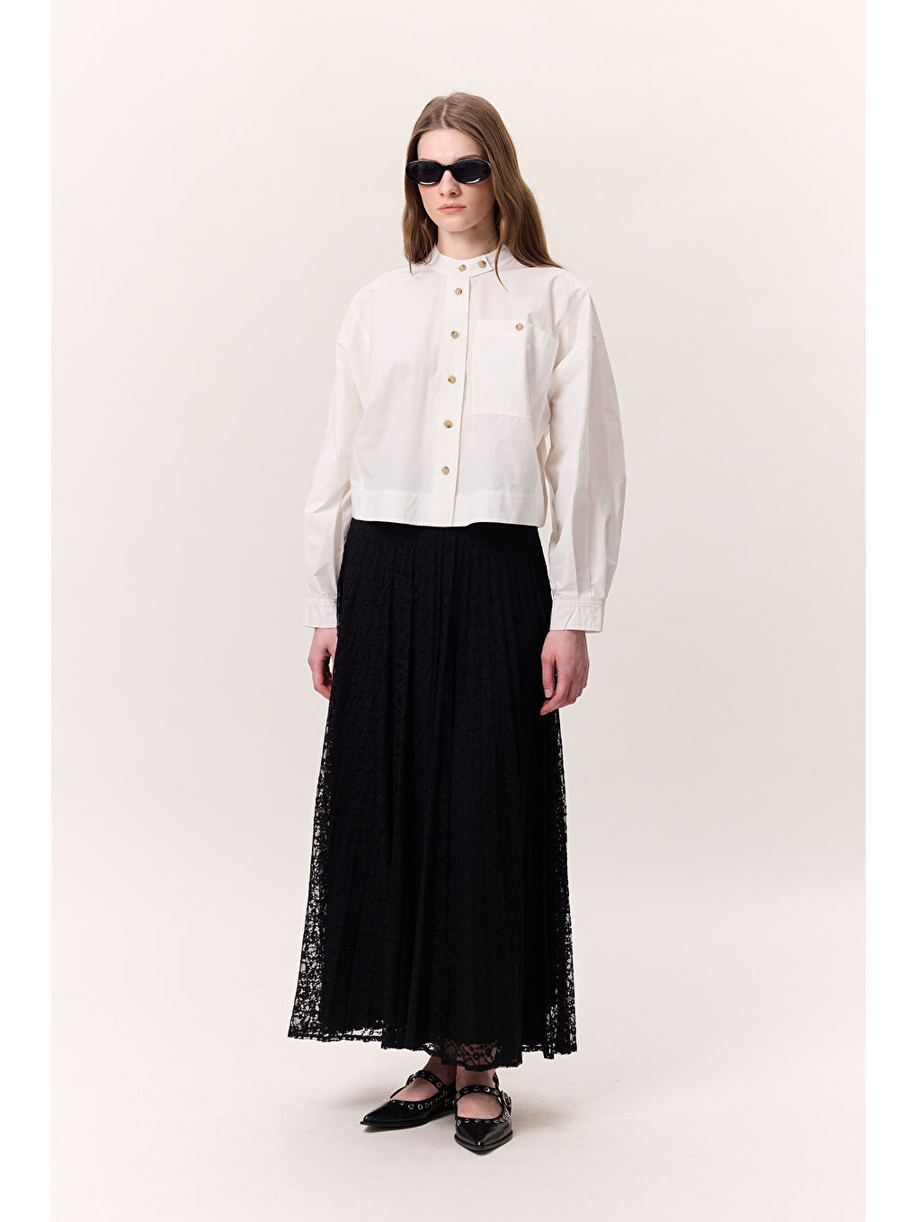 Dantel Piliseli Etek Siyah-2