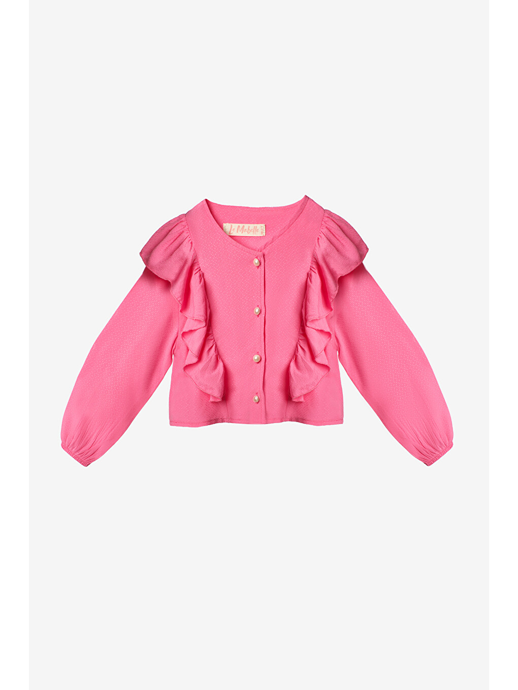 Pembe Fırfır Detaylı Kız Çocuk Gömlek Etek Takım - Desire-1
