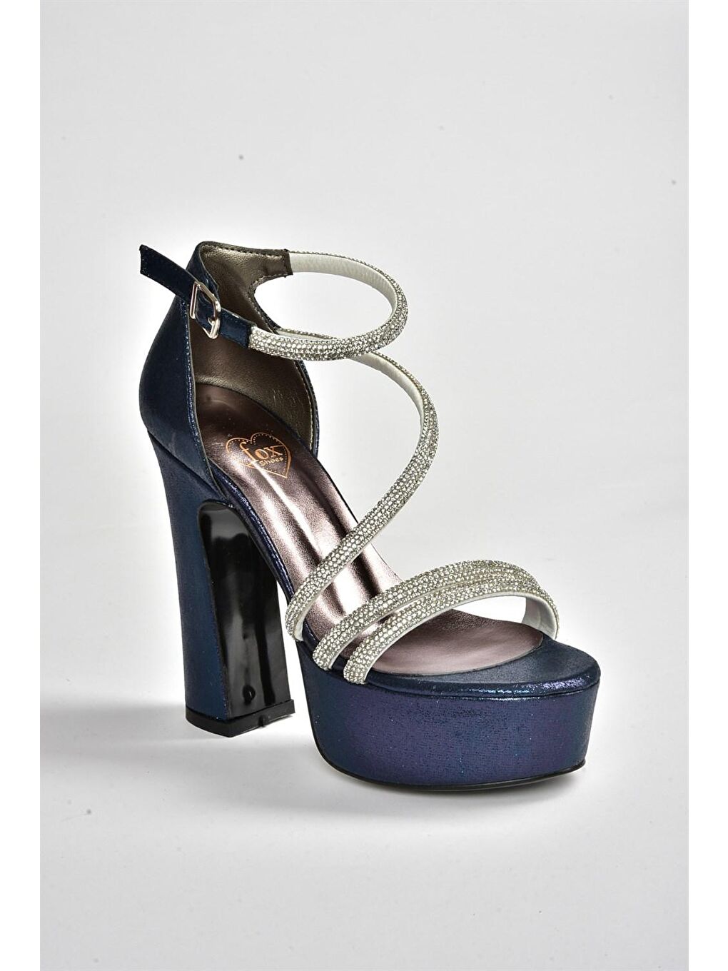 Lacivert Suni Deri Platform Kalın Topuklu Kadın Abiye Ayakkabı M348202614-3