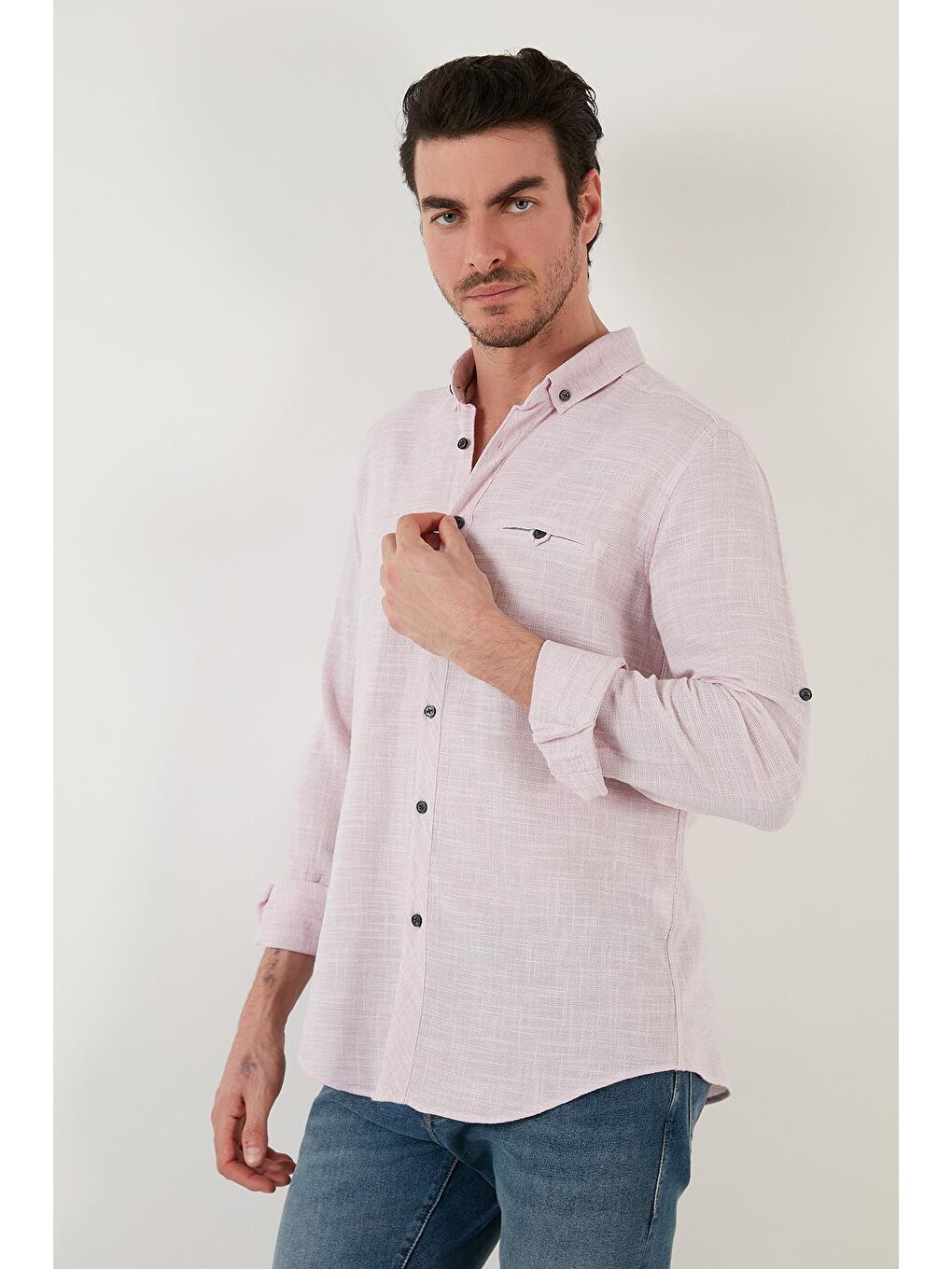 Buratti Pembe % 100 Pamuklu Slim Fit Uzun Kollu Gömlek CF21S111498 - 1