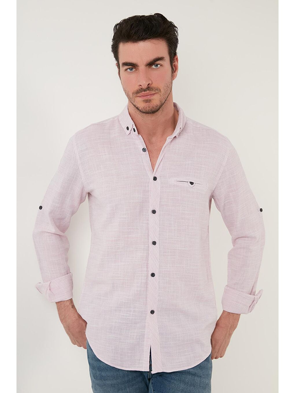 Buratti Pembe % 100 Pamuklu Slim Fit Uzun Kollu Gömlek CF21S111498 - 2