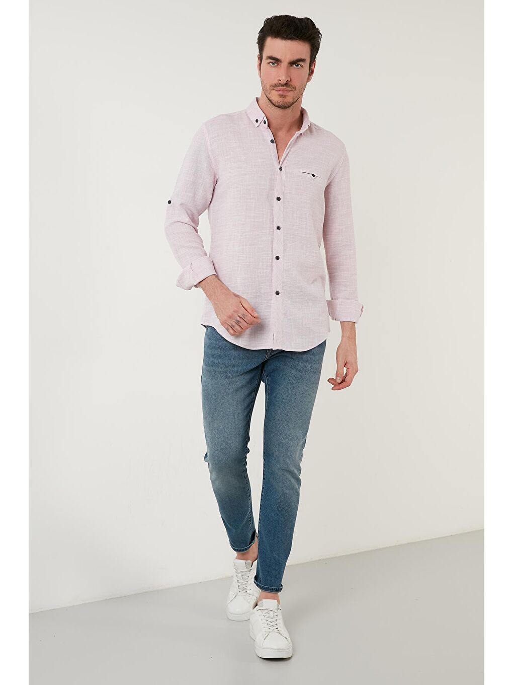 Buratti Pembe % 100 Pamuklu Slim Fit Uzun Kollu Gömlek CF21S111498 - 3