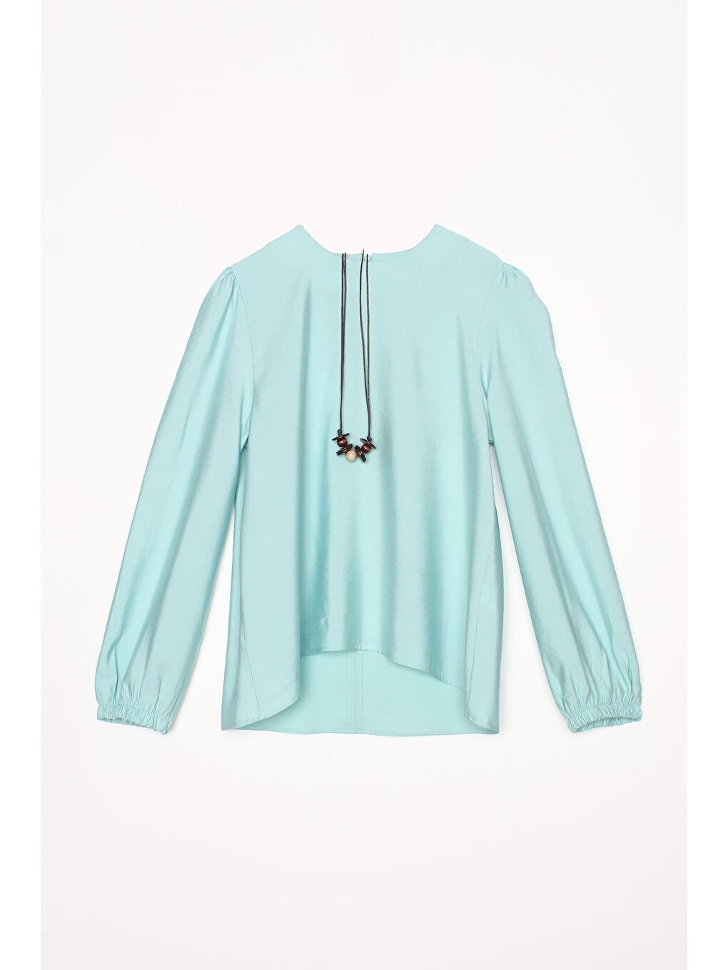 Yeşil Mint Kolyeli Büzgülü Kollu Rahat Kalıp Etekli Takım-4