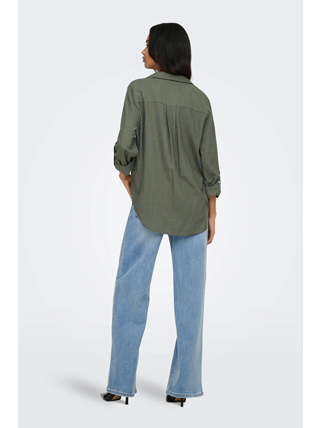 Haki Onlgoa Keten Karışımlı Relaxed Fit Klasik Yaka Gömlek 15363991-3