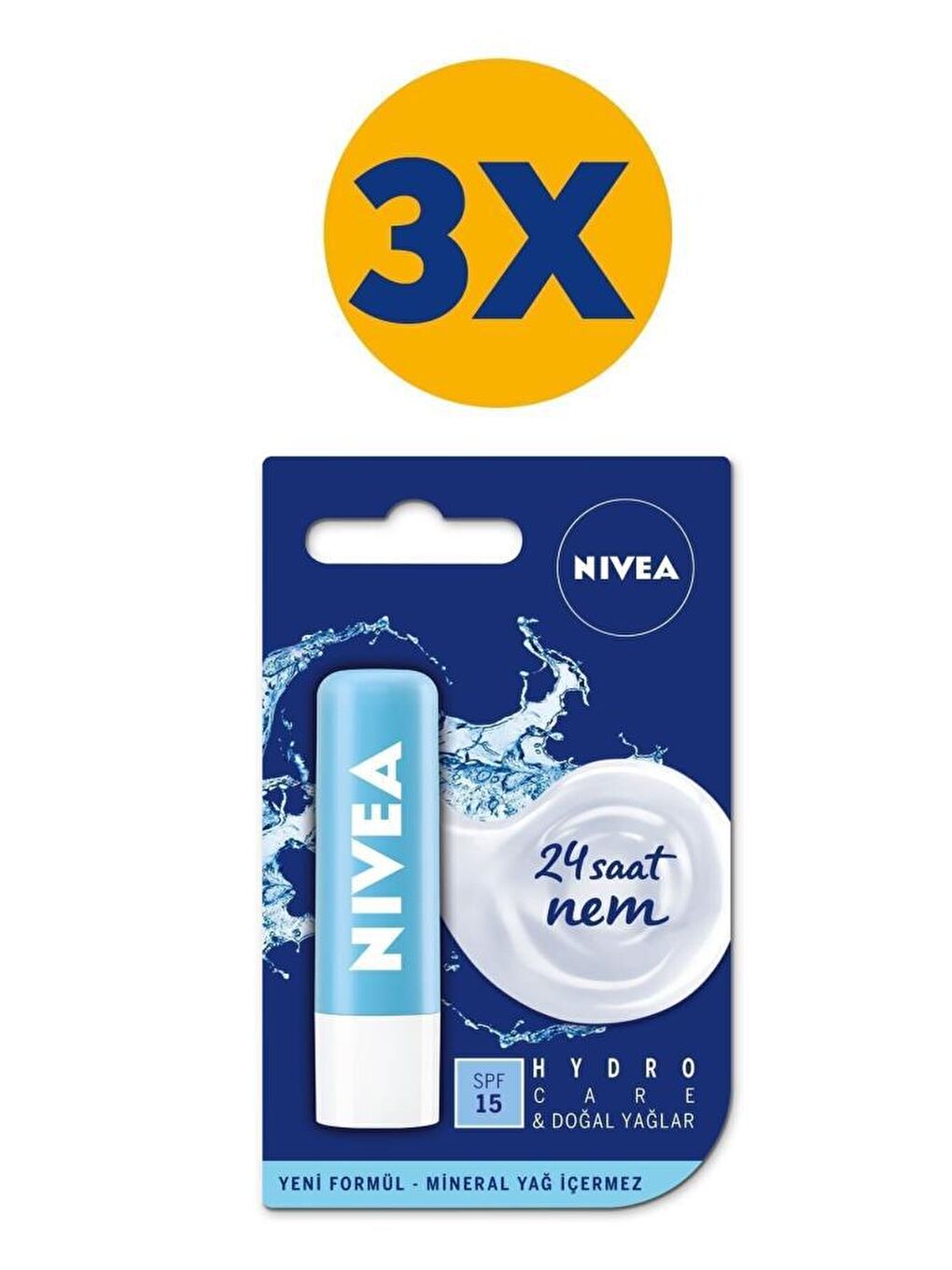 NIVEA Şeffaf Dudak Koruyucu Hydro Care 4, 8 G X3