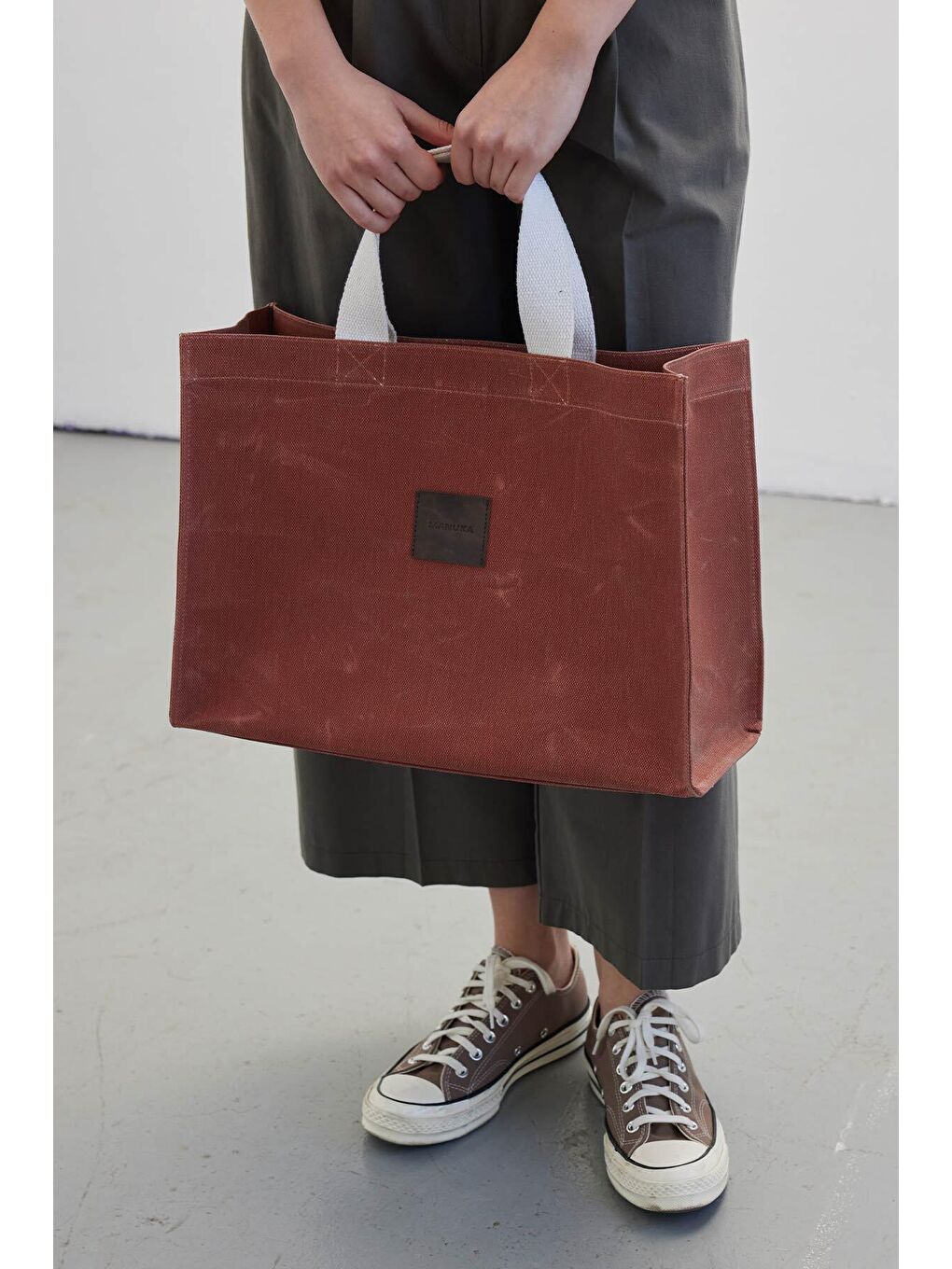 Yıkama Efektli Large Kanvas Çanta Turuncu