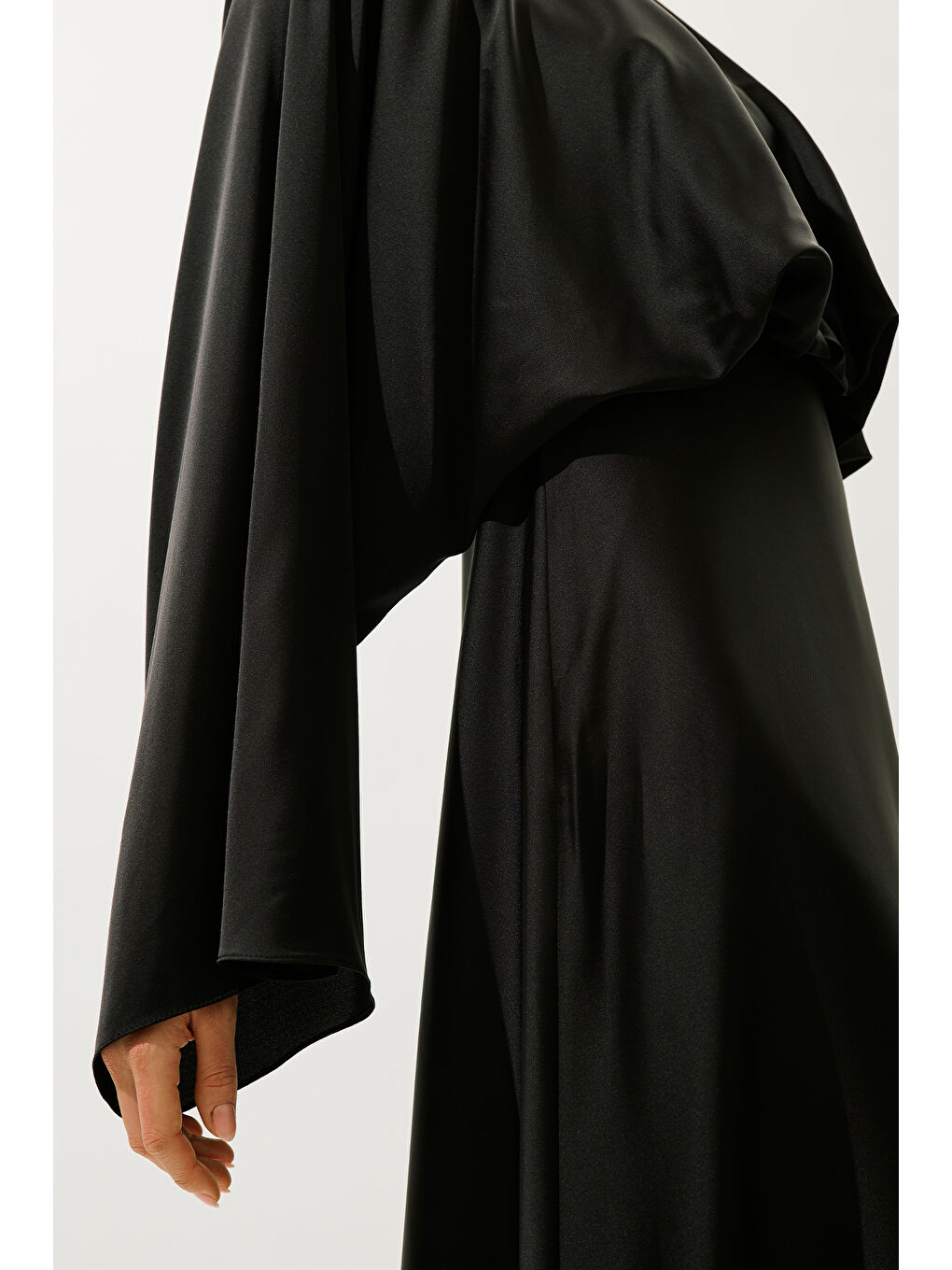 Adele Saten Abiye Elbise Siyah-4