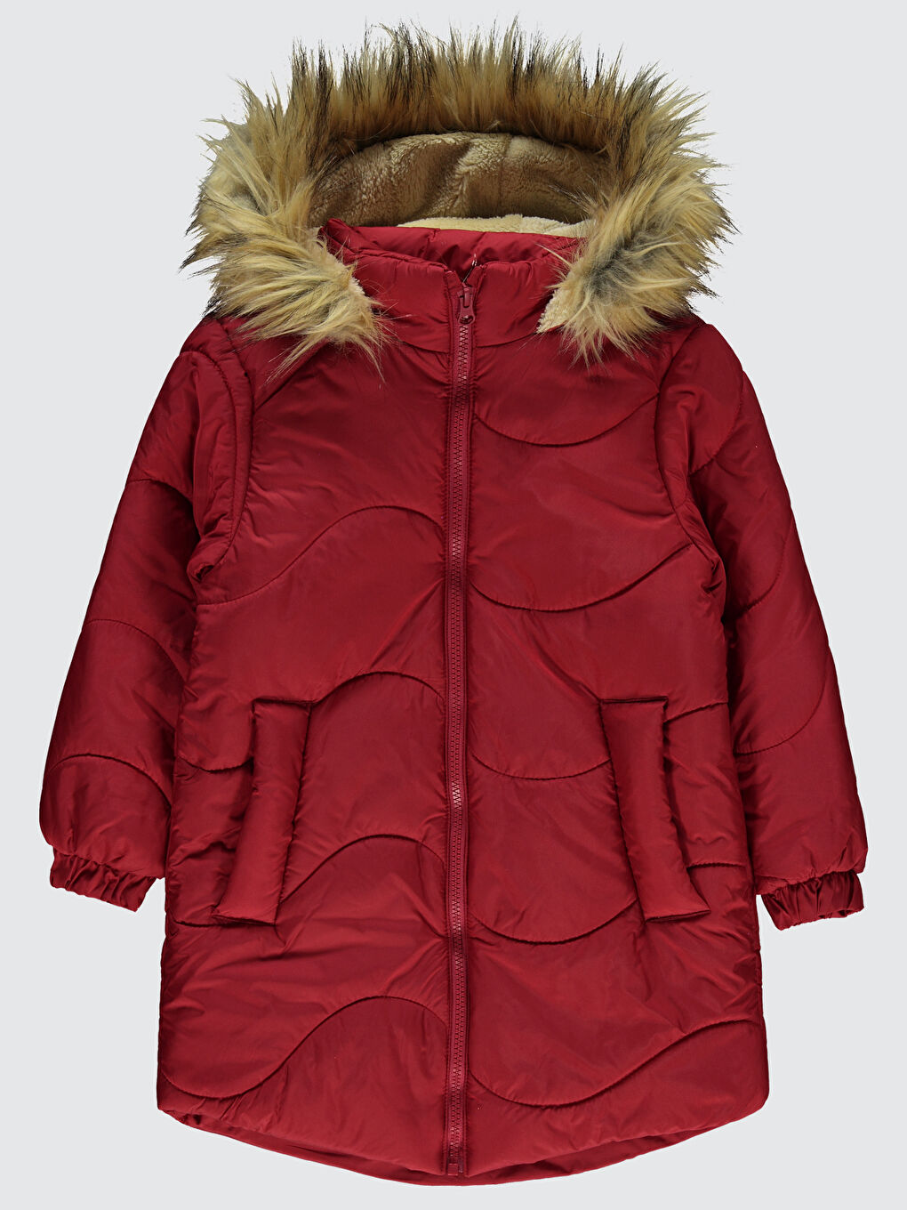 Kırmızı Kız Çocuk Kapüşonlu Mont 6 9 Yaş Narçiçeği