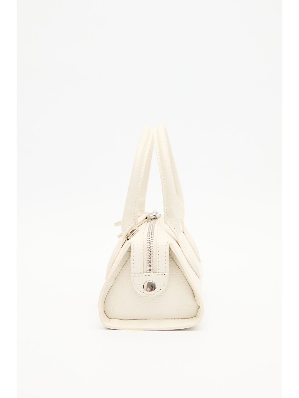 Dokulu Deri Mini Çanta Ekru-6