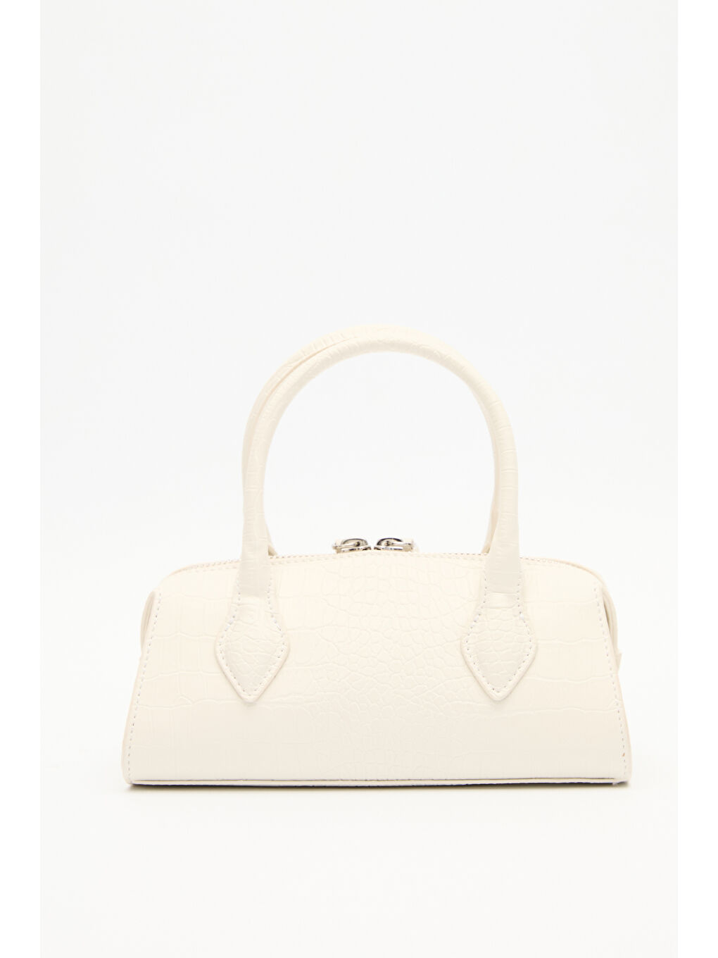 Dokulu Deri Mini Çanta Ekru-7