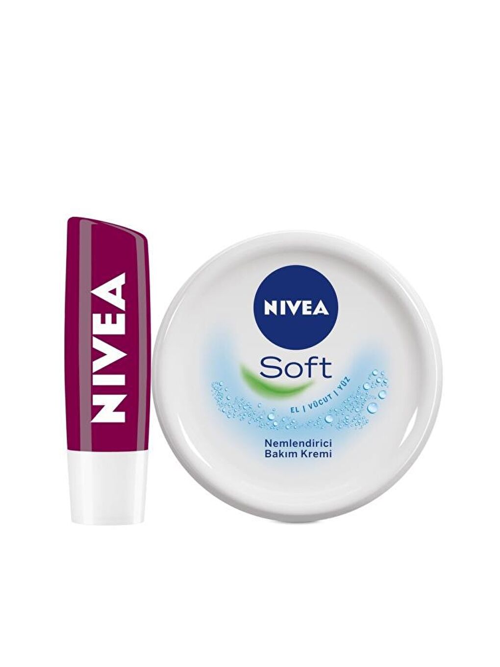 NIVEA Şeffaf Böğürtlenli Lipstick 4, 8 G + Soft 300 ml