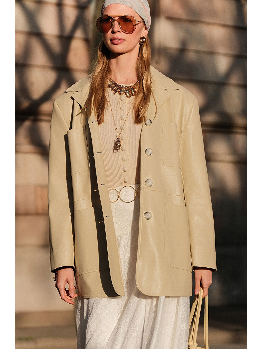 Retro Deri Ceket Sarı-2