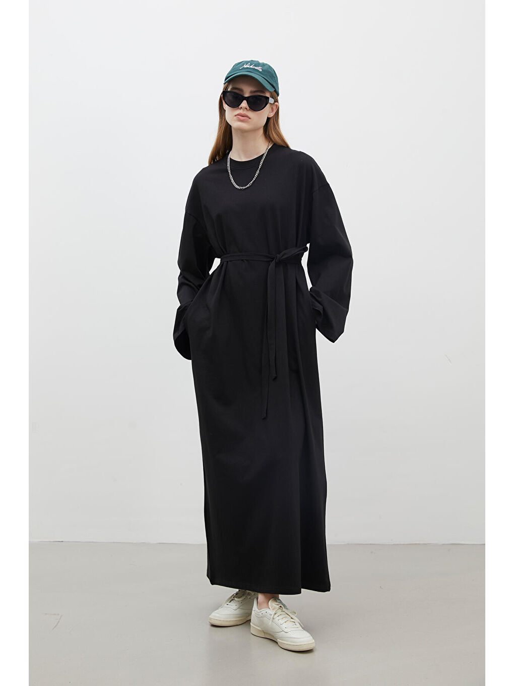 Oversize Pamuklu Elbise Siyah