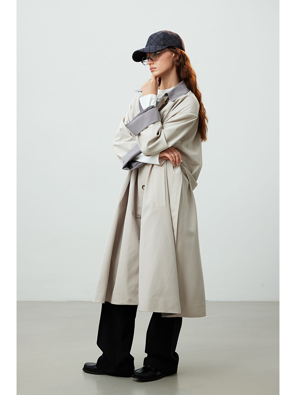 Mılano Oversize Trençkot Açık Gri-1