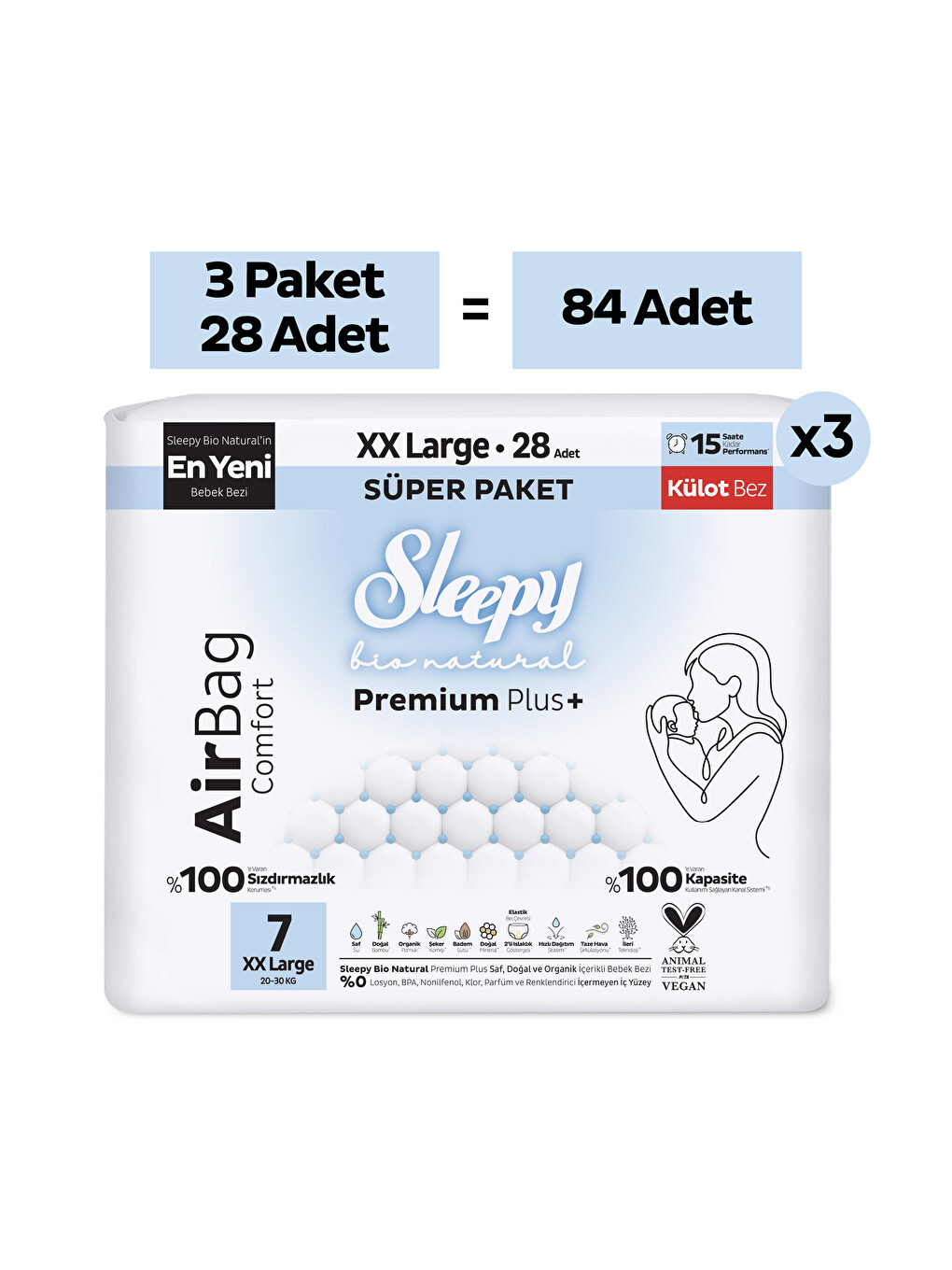 Bio Natural Premium Plus Airbag Comfort Mega Paket Külot Bez 7 Numara Xxlarge 84 Adet-1