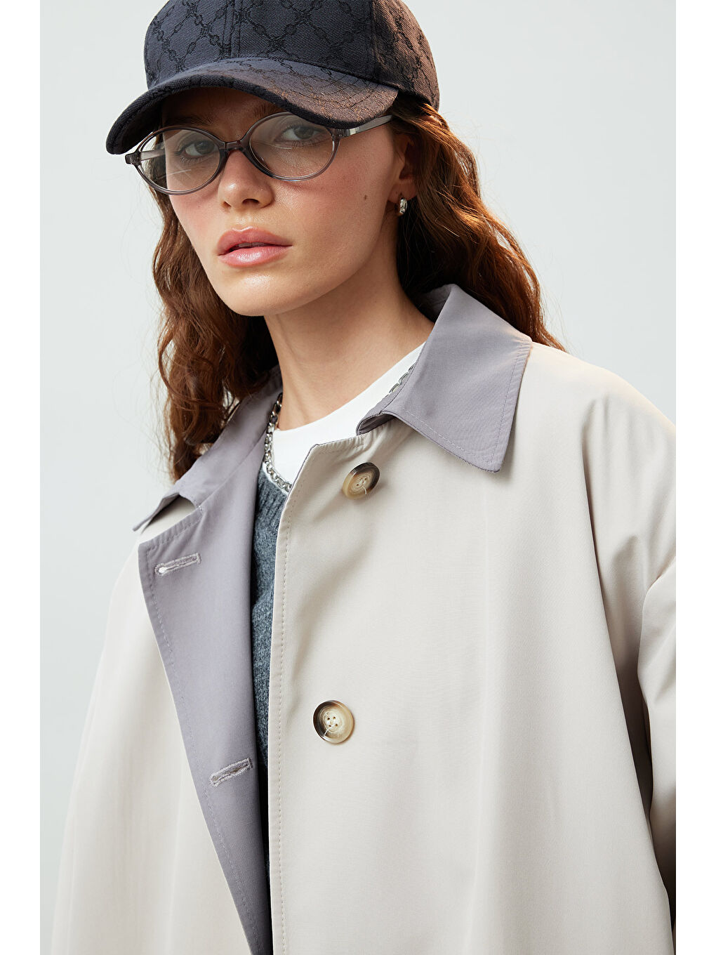 Mılano Oversize Trençkot Açık Gri-2