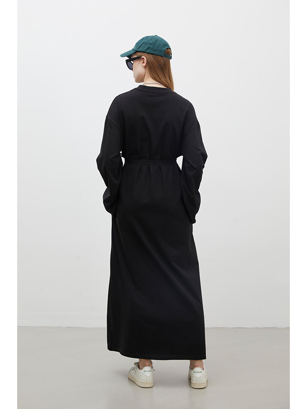 Oversize Pamuklu Elbise Siyah-7