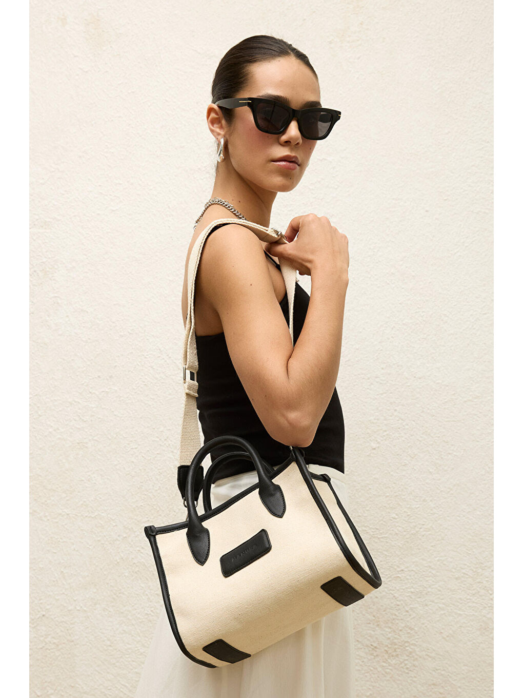 Naturel Kanvas Mini Çanta Siyah-1