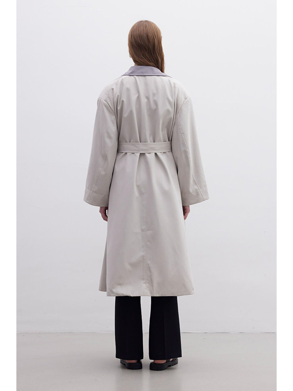 Mılano Oversize Trençkot Açık Gri-7
