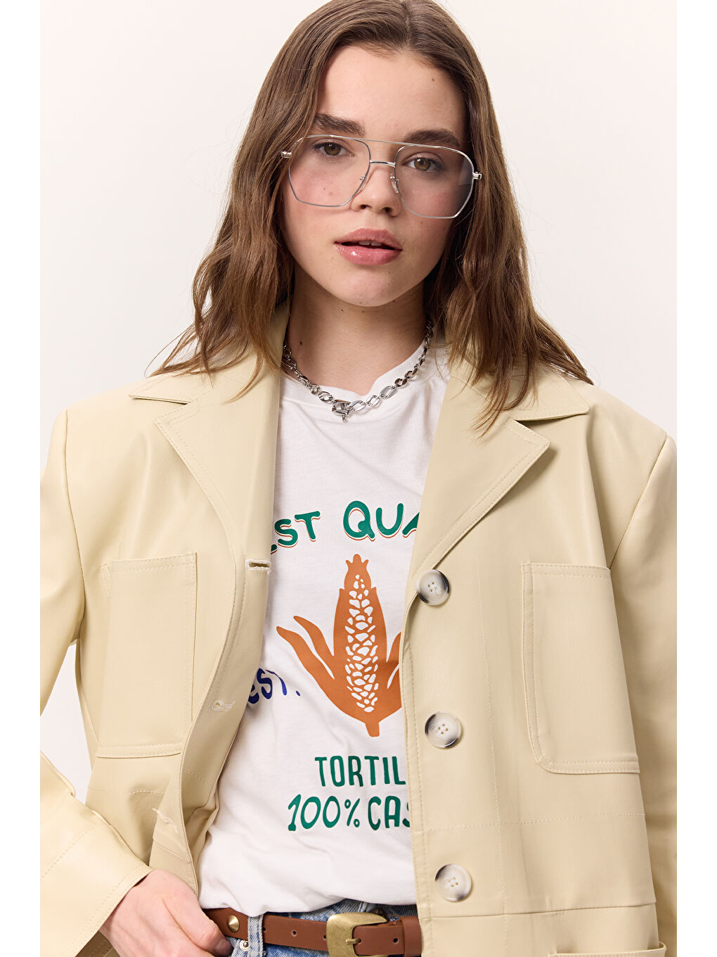 Retro Deri Ceket Sarı-6