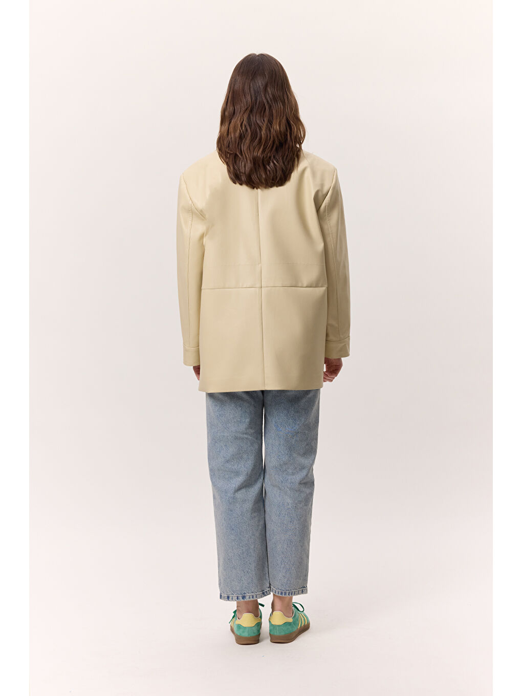 Retro Deri Ceket Sarı-7